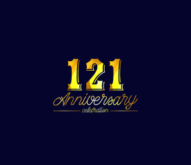 Creative Gold Colors Design Alphabet, Celebration 121 Year Anniversary, Banners, Posters, Card Material, for this