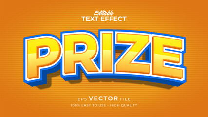 Editable text style effect - yellow prize text style theme