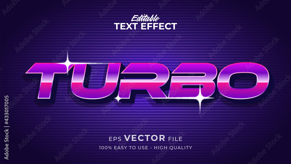 Poster editable text style effect - turbo tech retro text style theme