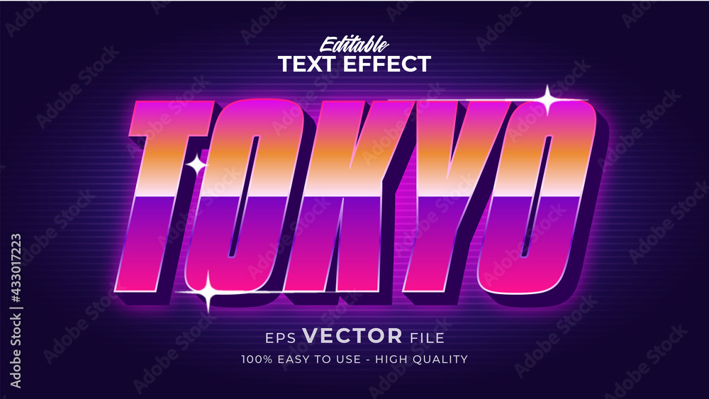 Poster editable text style effect - tokyo tech retro text style theme