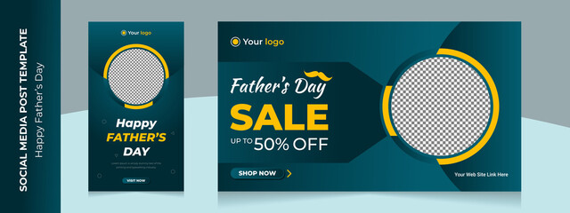 father's day sale social media post  design Online fashion business offer promotion banner	