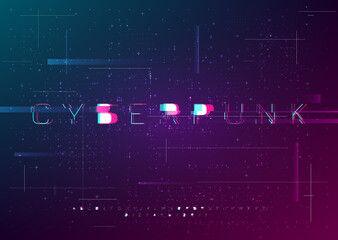 Cyber vector font design with glitch effect. Distorted futuristic English letters, numbers, symbols in cyberpunk style. Glitch digital style alphabet. Design for cybersport events, web. - obrazy, fototapety, plakaty