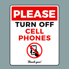 Please Turn Off Cell Phones Sign. Eps10 vector illustration.
