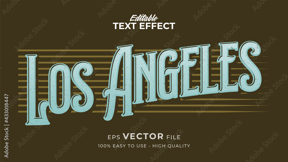 Poster editable text style effect - retro los angeles text style theme