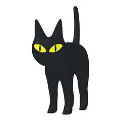 ハロウィンのイラスト素材　ミステリアスな黒猫　（1-1）