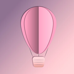 Landscape with balloons. Paper cut is a craft style. 