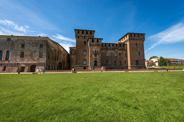 The medieval Castle of Saint George (Castello di San Giorgio, 1395-1406) in Mantua downtown (Mantova), part of the Palazzo Ducale or Gonzaga Royal Palace. Lombardy, Italy, southern Europe.
