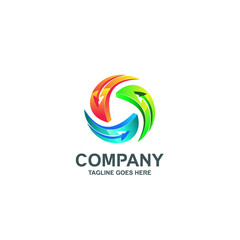Circular colorful arrows logo design