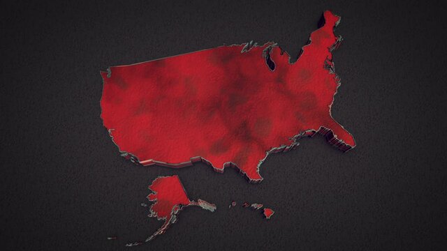Map Of The United States. 3D render