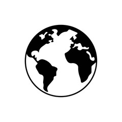 Planet Earth . World globe web page or browser template black icon. Trendy flat isolated symbol, sign for: illustration, outline, logo, internet, app, design, web, dev, ui, ux, gui. Vector EPS 10