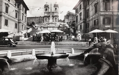 Rome Spanish Steps Trinità dei Monti in the 1950s