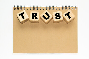 trust text written on cubes. The concept of world business, marketing, finance.