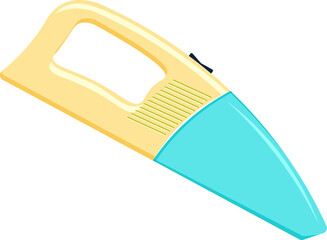 A small hand-held vacuum cleaner of beige color, for cleaning hard-to-reach places. Vector illustration isolated on a white background. © npaveln