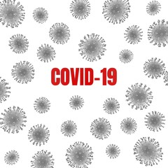 Fototapeta premium 3d medical illustration with covid-19 image. Background image with black and white virus under microscope.
