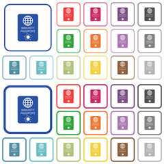 Immunity passport outlined flat color icons