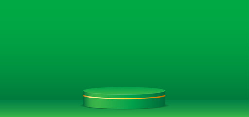Vector illustration green background with podium