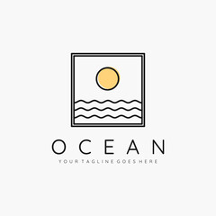 Ocean line art minimalist icon logo vector illustration design