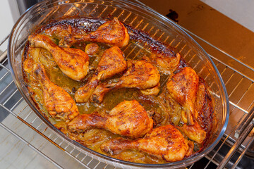 Simple classic fried chicken fresh from the oven