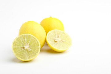 Fresh Yellow lemon on white background 