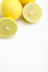 Fresh Yellow lemon on white background 