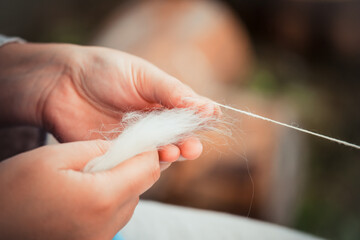 Traditional wool spinning