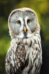 Closeup portrait of a tawny owl (Strix aluco)