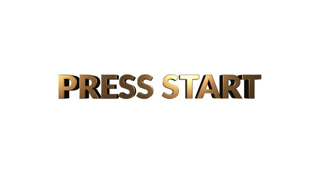 Animation of PRESS START title appearing on 3d style graphics background