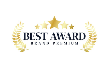 Best award brand premium gold laurel wreath badge logo design five star vector