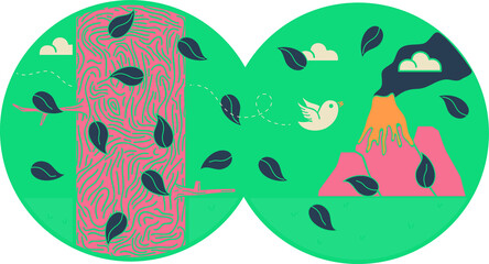 vector volcano exploration print design