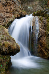 Long exposure waterfall vertically. Honey waterfalls. kislovodsk