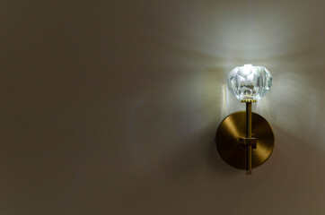 wall lamp with glare and copy space