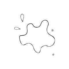 Form of spots or blots, drops and splashes black outline hand drawing.Isolated vector illustration, simple cartoon line art.