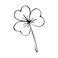 Three leaf clovers for Saint Patrick's Day. Isolated vector illustration, simple cartoon line art.