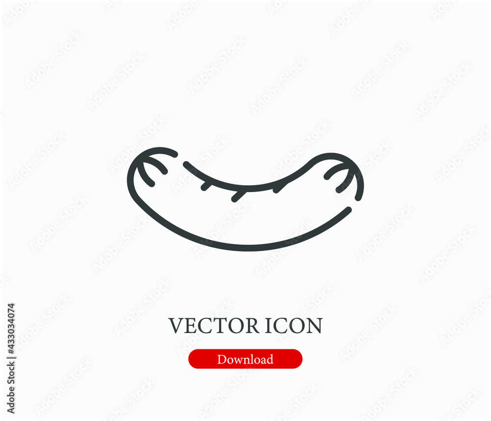 Poster sausage vector icon. editable stroke. symbol in line art style for design, presentation, website or 