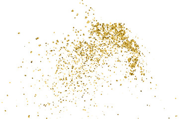 Gold Glitter Texture Isolated On White. Amber Particles Color. Celebratory Background. Golden Explosion Of Confetti. Vector Illustration, Eps 10.