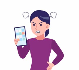 紫のシャツを着た女性