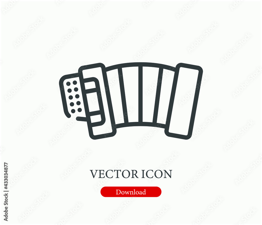 Poster accordion vector icon. editable stroke. symbol in line art style for design, presentation, website o