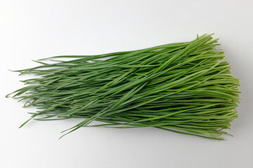 Green leek on white background