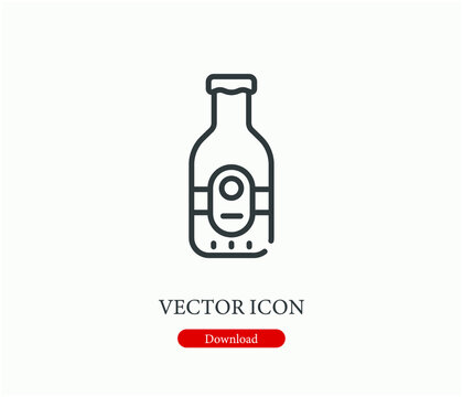 Beer vector icon.  Editable stroke. Symbol in Line Art Style for Design, Presentation, Website or Apps Elements, Logo. Pixel vector graphics - Vector