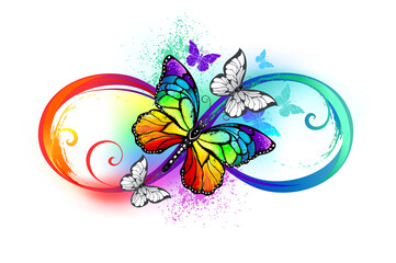 bright infinity with rainbow butterfly