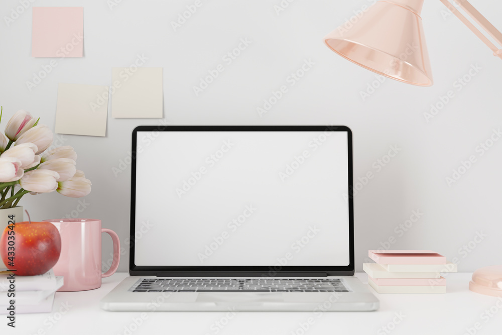 Canvas Prints Workspace with mockup blank screen laptop computer.