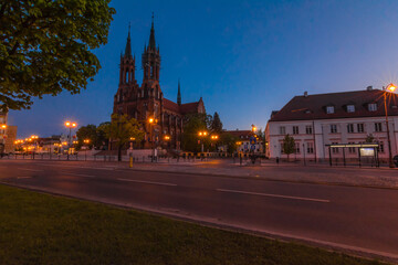 gothic catholic church at dawn