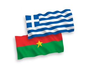 Flags of Greece and Burkina Faso on a white background