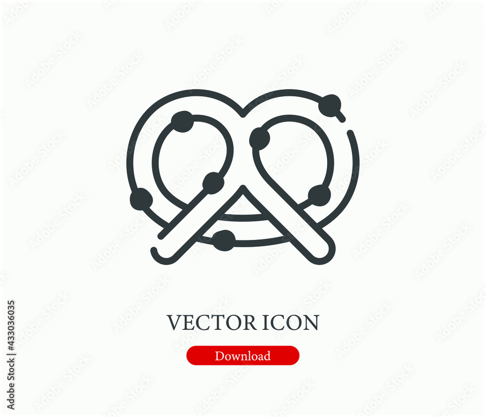 Poster Pretzel vector icon.  Editable stroke. Symbol in Line Art Style for Design, Presentation, Website or Apps Elements, Logo. Pixel vector graphics - Vector