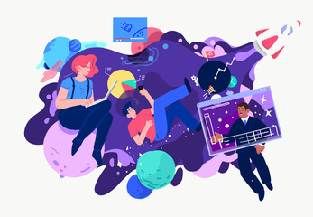 group of people with smart devices