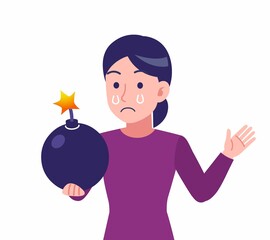 紫のシャツを着た女性