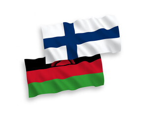 Flags of Finland and Malawi on a white background