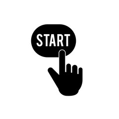 Businessman hand pressing start button,
