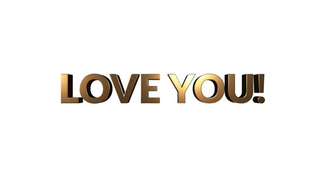 I love you flat text banner intro outro. I love you title reveal.