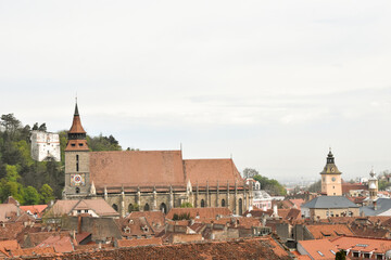 Fototapeta premium Brasov old city center with beautiful landmarks black church and old city council